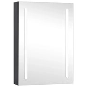 Mobiletto da bagno con specchio a LED 50 x 13 x 70 cm con illuminazione soffusa e vani portaoggetti ergonomici stile contemporaneo realizzato in MDF antracite 02_0046733