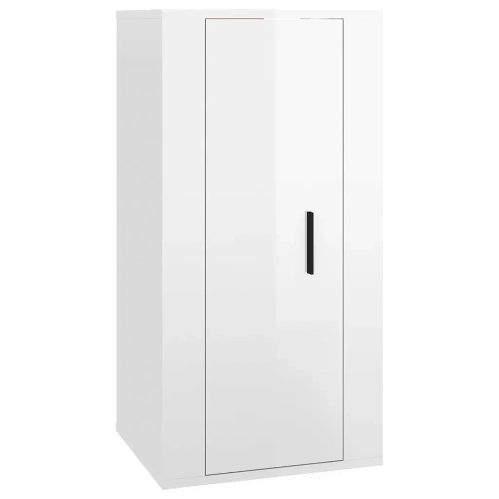 Mobile Porta TV a Parete Bianco Lucido 40x34,5x80 cm 816674