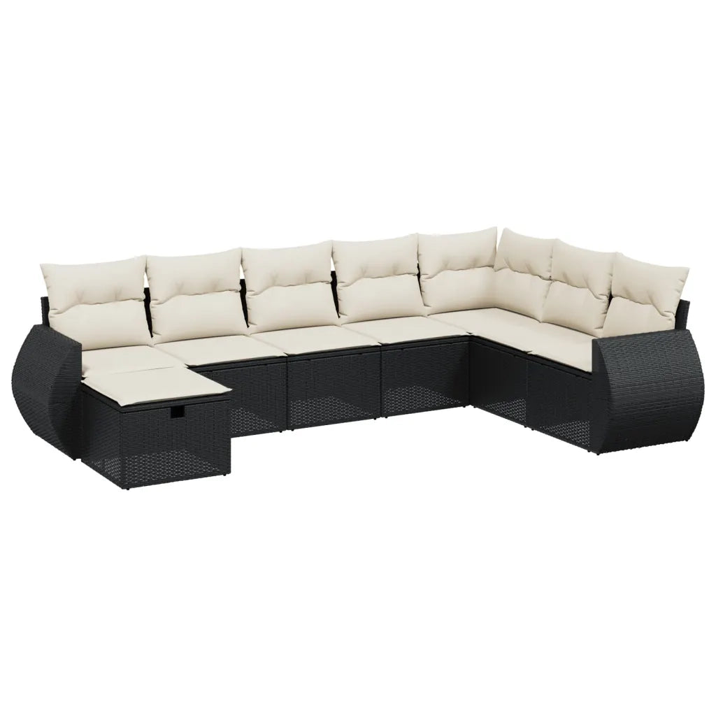 Set Divani da Giardino con Cuscini 8 pz Nero in Polyrattan 3264202