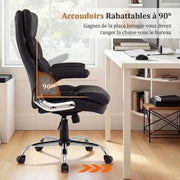 Bureaustoel ergonomico in pelle d'arredamento, altezza regolabile, funzione di inclinazione e braccio ripiegabile