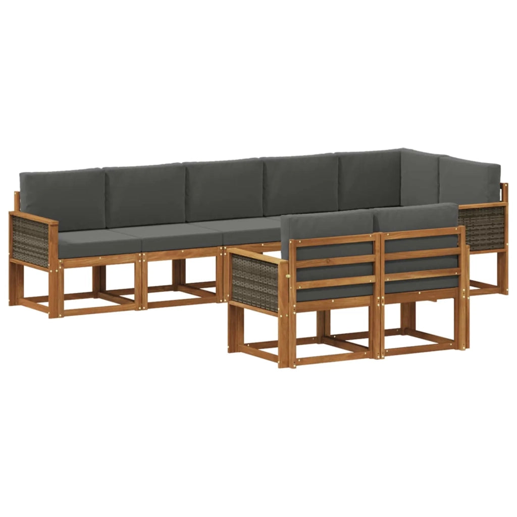 Set di divani da esterno 8 pcs Naturale e Antracite Poliestere