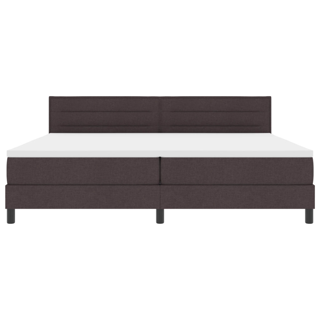 Letto Box Spring con Materasso e LED Marrone Scuro 200x200 cm Tessuto