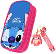 Etui a doppia tasca con chiusura a righello, porta chiavi rosso, accessorio per studenti, ufficio, scuola