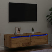 Mobile Porta TV con Luci LED Legno Vecchio 100X35,5x25 cm