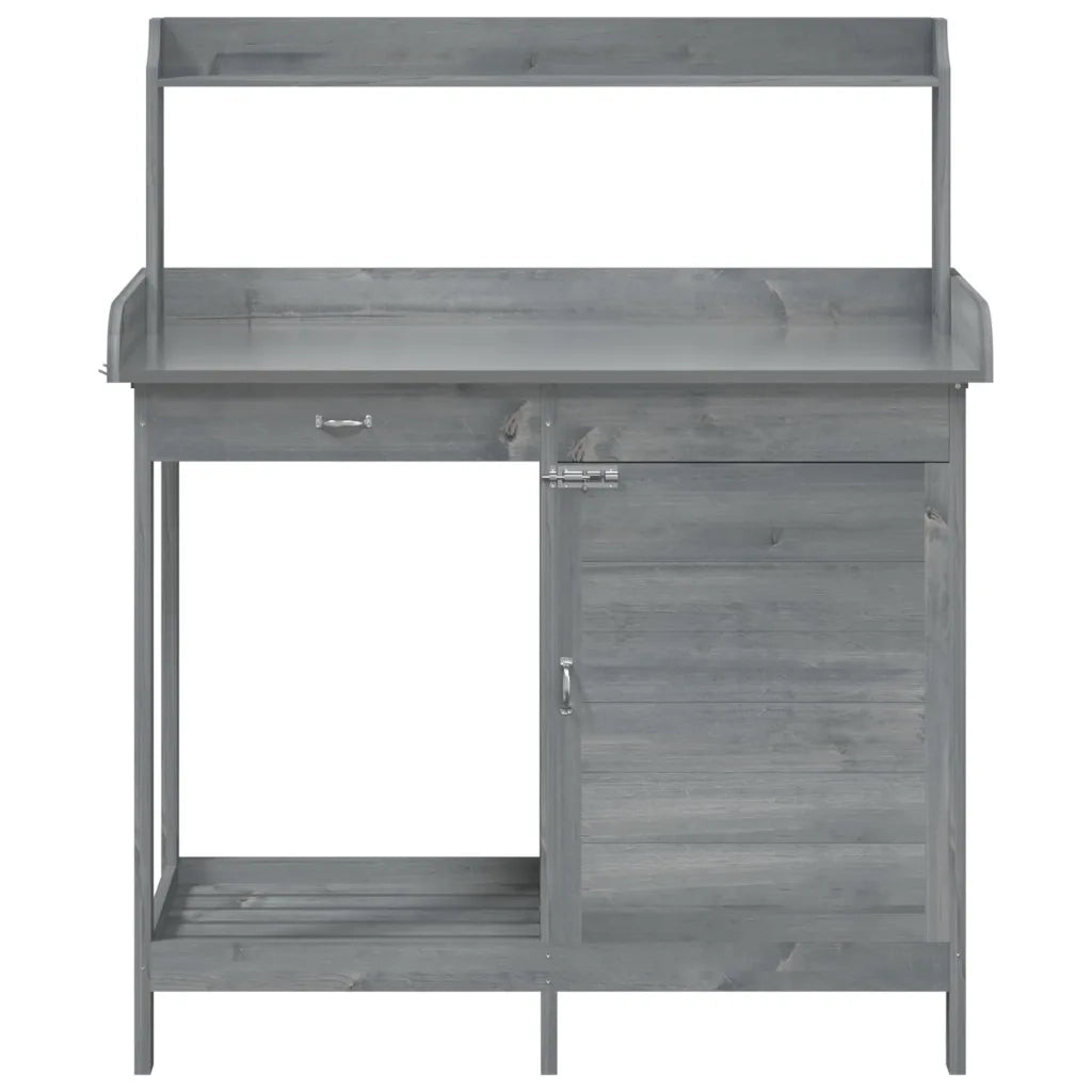 Tavolo Invaso con Mobile-Fioriera Multifunzione Grigio 110,5x45x124,5cm Massello Abete