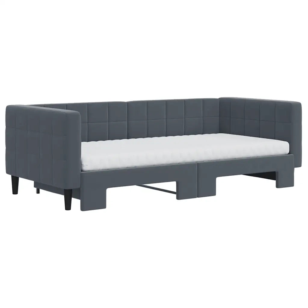 Divano Letto Estraibile Materassi Grigio Scuro 90x190cm Velluto