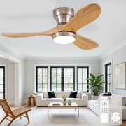 Ventilatore da soffitto a incasso 36 pollici con illuminazione e telecomando, 3 pale legno massello, 3CCT dimmerabile, 6 velocit¨¤ silenzioso