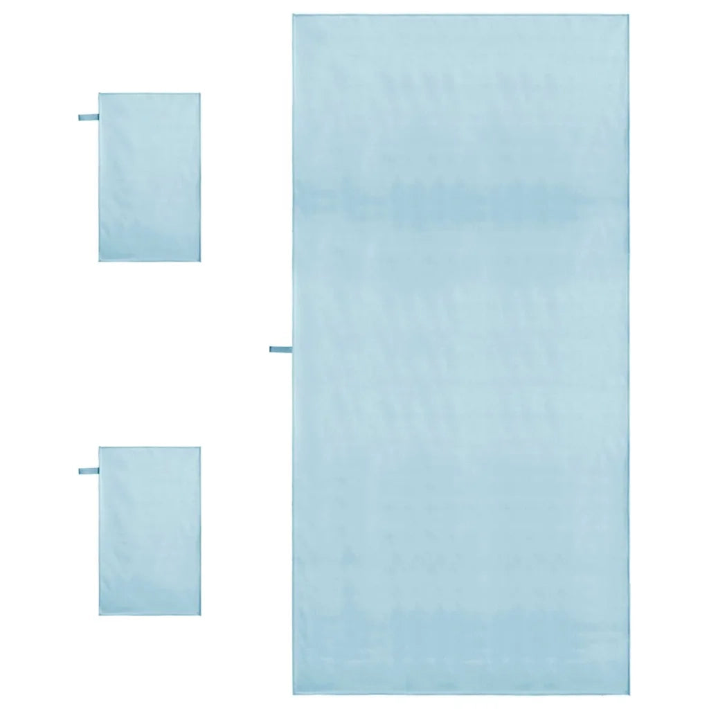 Set di Asciugamani Sportivi 3 pz | Teli per bagno Blu Poliestere e poliammide