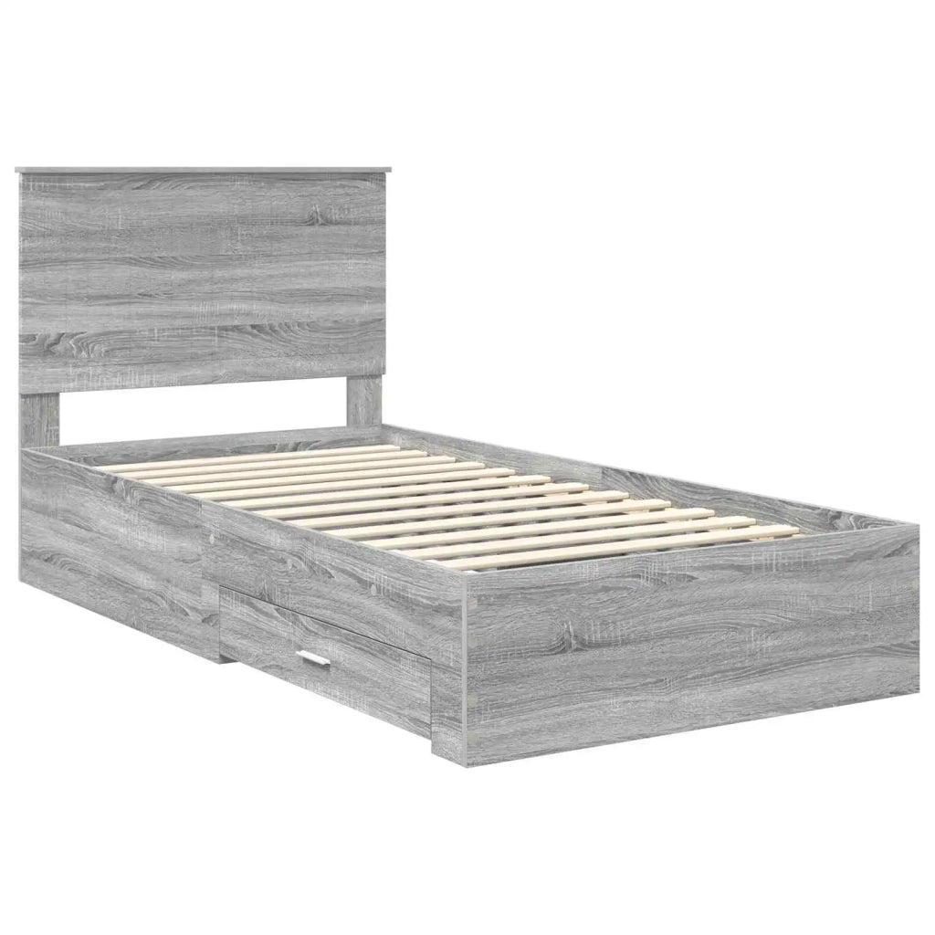 Struttura del letto con testiera Grigio Sonoma 100 x 200 cm