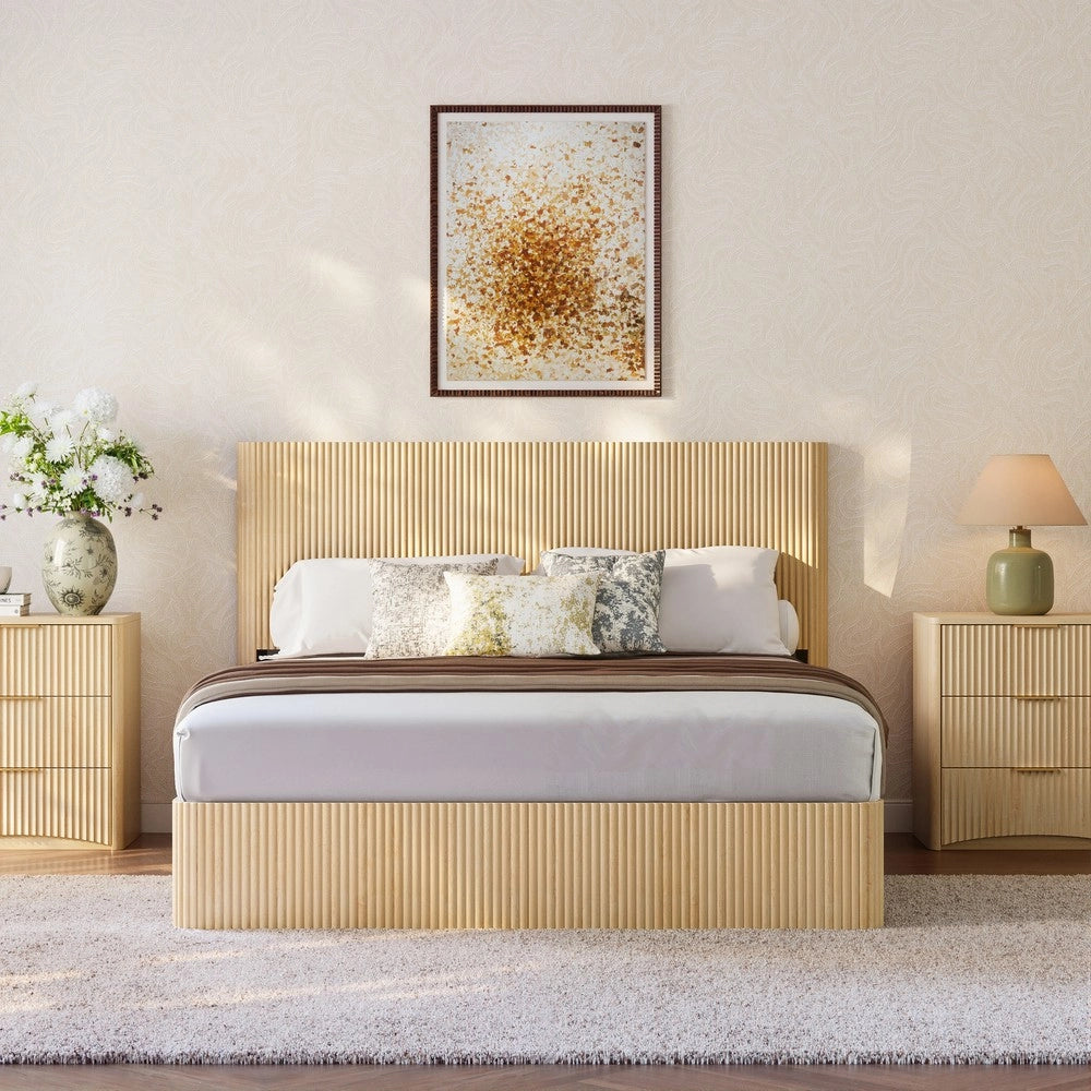 Letto Contenitore con Alzata Idraulica ¨C MINIMAL ¨C Rovere Chiaro, Doghe Massello, 160x200