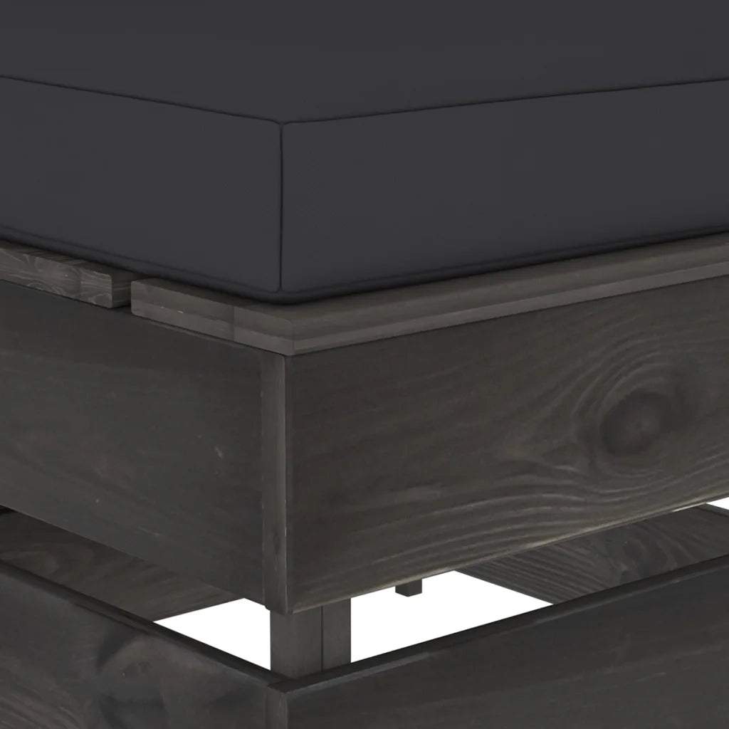 Divano Centrale Modulare con Cuscini in Legno Impregnato Grigio 3068127