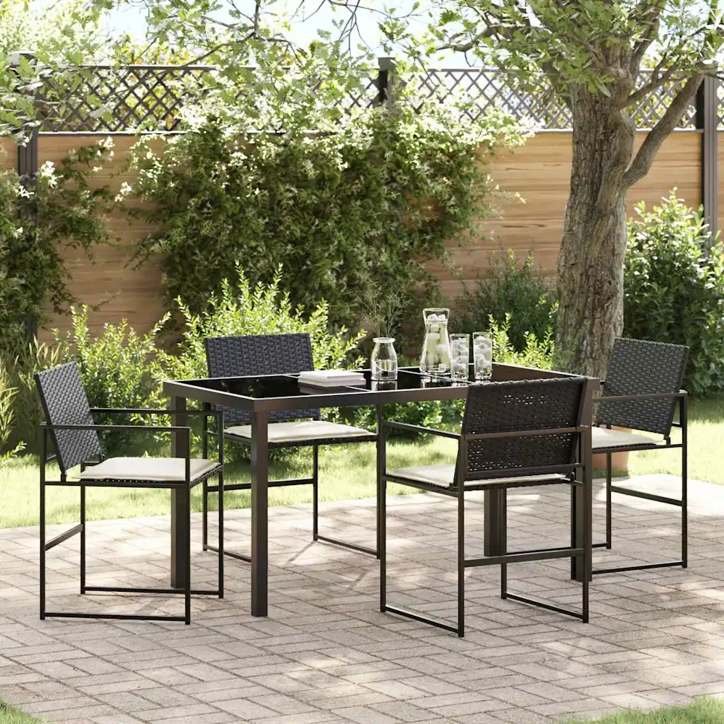 Set da Pranzo per Giardino 5 pcs Nero