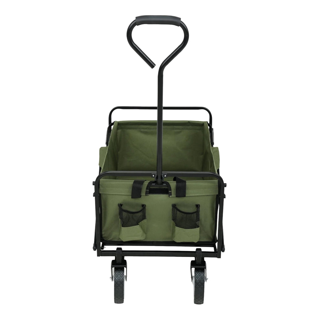 Carrello da Spiaggia Pieghevole TYRS con Ruote in Plastica, Portata Massima 120 kg, Colore Verde