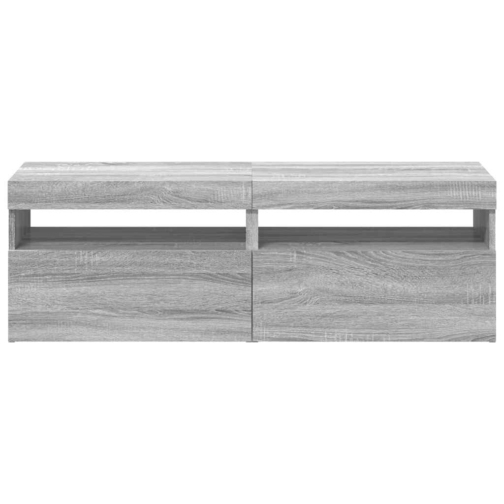 Mobile TV multimediale scaffale TV credenza mobile TV sala da pranzo soggiorno camera da letto 2 pezzi con luci LED Sonoma 60 x 35 x 40 cm grigio 02_0028579