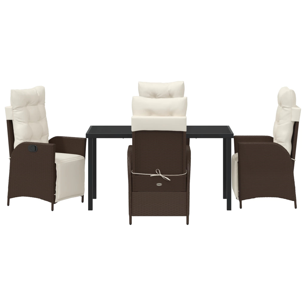 Set da pranzo da giardino da 5 pezzi Rattan poligonale marrone