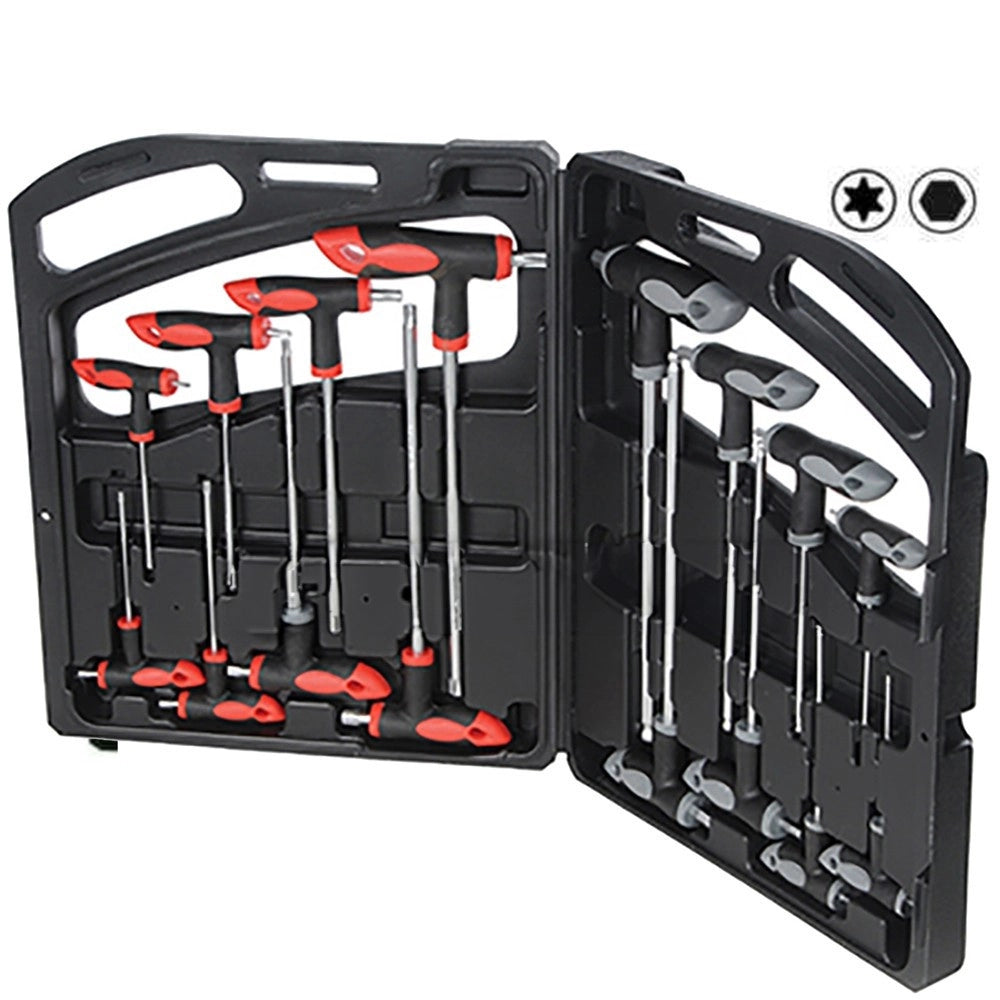 Trade Shop - Set Kit 16 Pz Chiavi Chiave A T Esagonali E Torx Lunghe Valigetta Professionali -