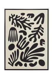 Quadro Hispanohogar in lino con stampa 3D astratto beige e nero 72x52x4