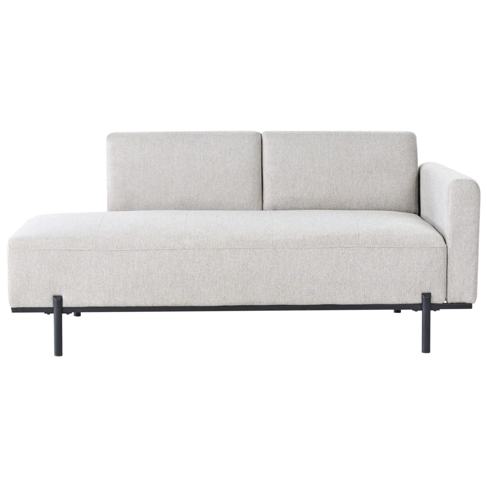 Chaise Lounge destra Grigio chiaro in finto lino Stile minimalista Gambe in metallo Chaise da salotto