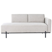 Chaise Lounge destra Grigio chiaro in finto lino Stile minimalista Gambe in metallo Chaise da salotto