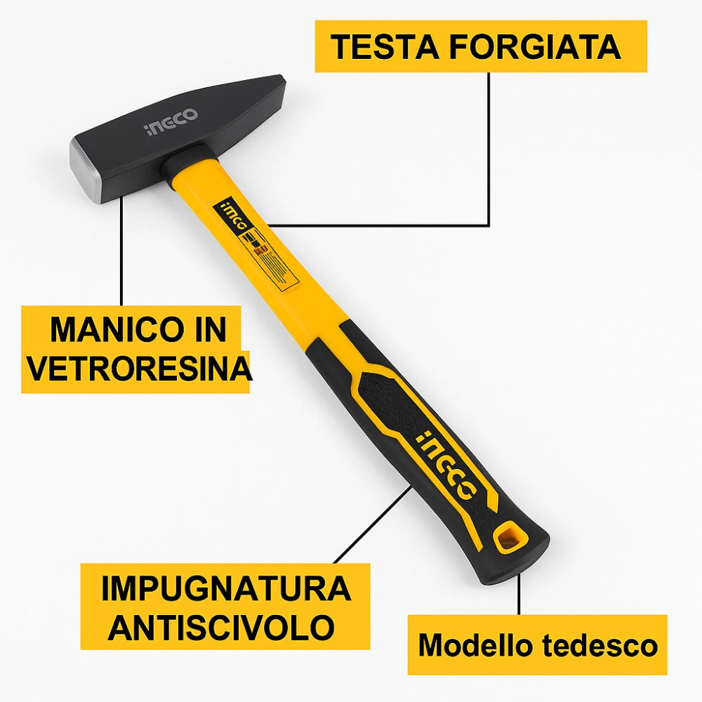 Martello tedesco impugnatura vetroresina antiscivolo maneggevole grammi 100