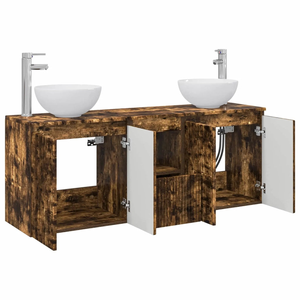 Set di Armadi da Bagno 3 pz Rovere Fumo 49,5 x 35 x 63 cm 3405622