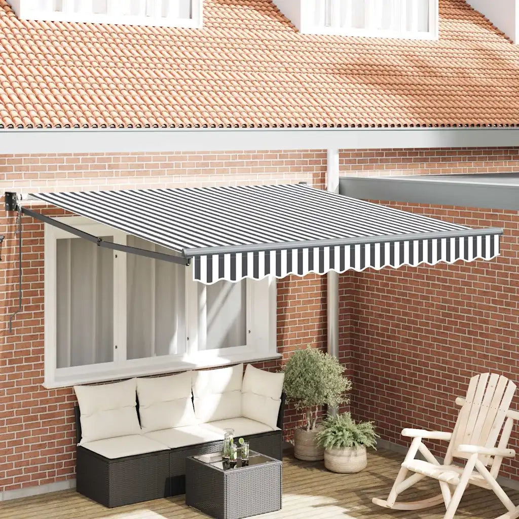 Tenda da Sole-Tenda parasole per balcone Antracite e Bianca 3x2,5 m Tessuto e Alluminio 954338