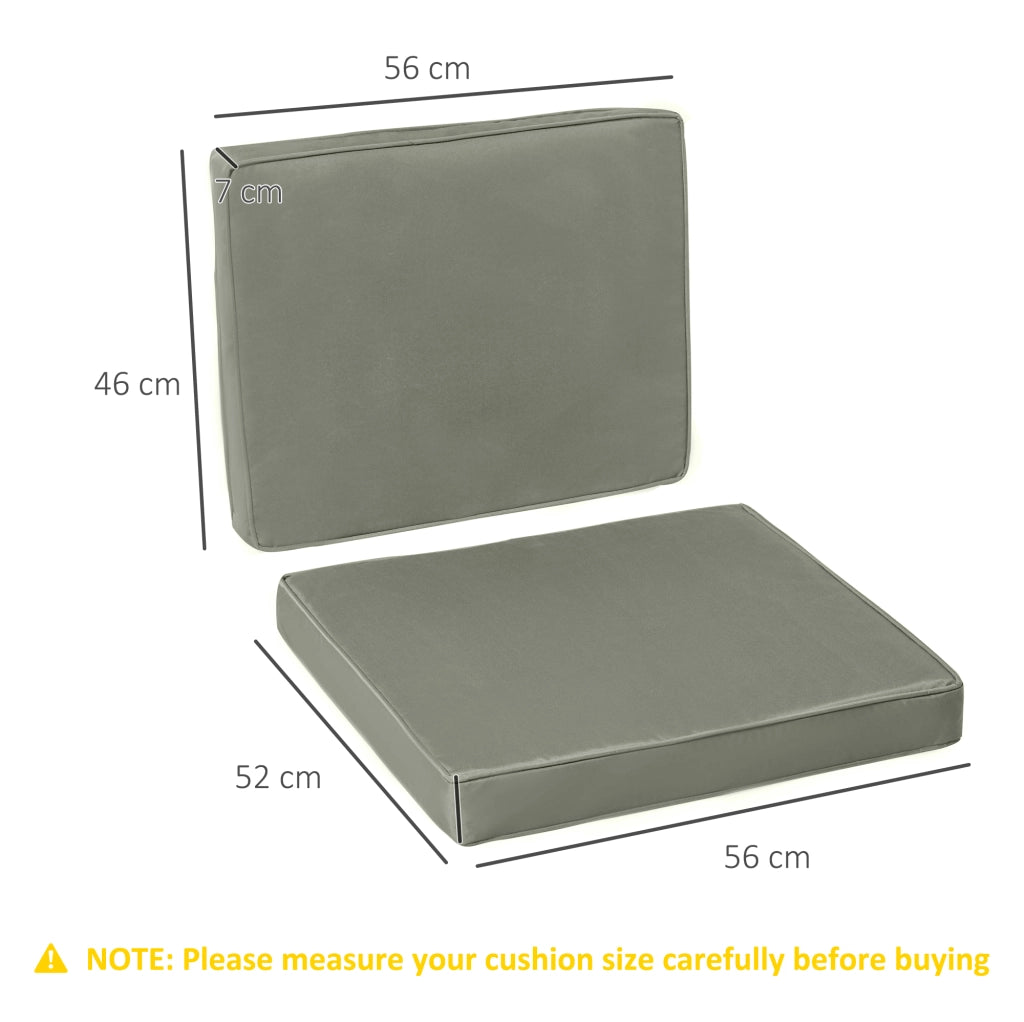 Set di 2 Cuscini per Sedie e Pallet 56 x 52 cm Spessore 7 cm in Poliestere con Zip Sfoderabili e Lavabili Grigio Scuro