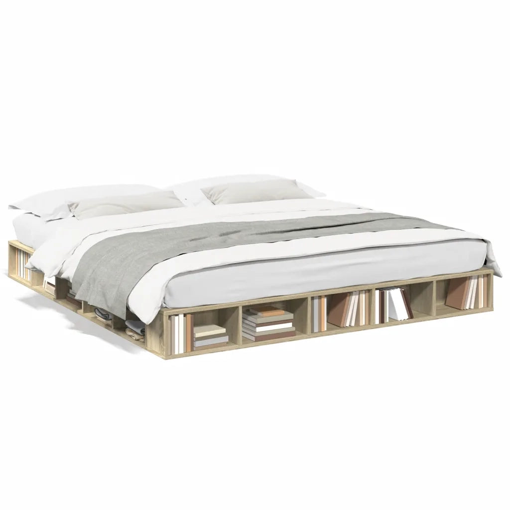 Giroletto-Struttura Letto Rovere Sonoma 200x200 cm in Legno Multistrato 793717