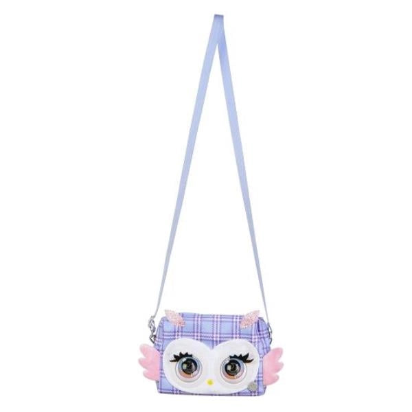 Purse pets , print perfect hoot couture owl, animale giocattolo e borsa interattiva con oltre 30 effetti sonori e reazioni, giocattoli per bambine dai 5 anni in su - 6064118