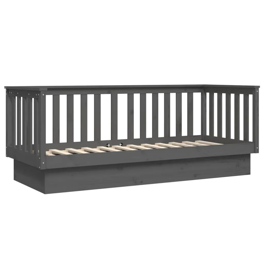Letto singolo | Letto per adulti | Dormeuse Grigia 75x190 cm in Legno Massello di Pino