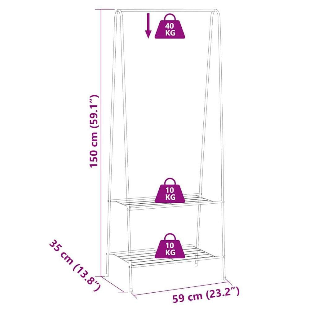 Clothes Rack 59 X 35 X 150 Cm Black