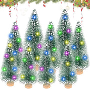 Pacco Mini di 9 Alberi di Natale Artificiali con Base in Legno, Luci da Tavolo - Miniatura di Pino di Tavolo in 3 Dimensioni