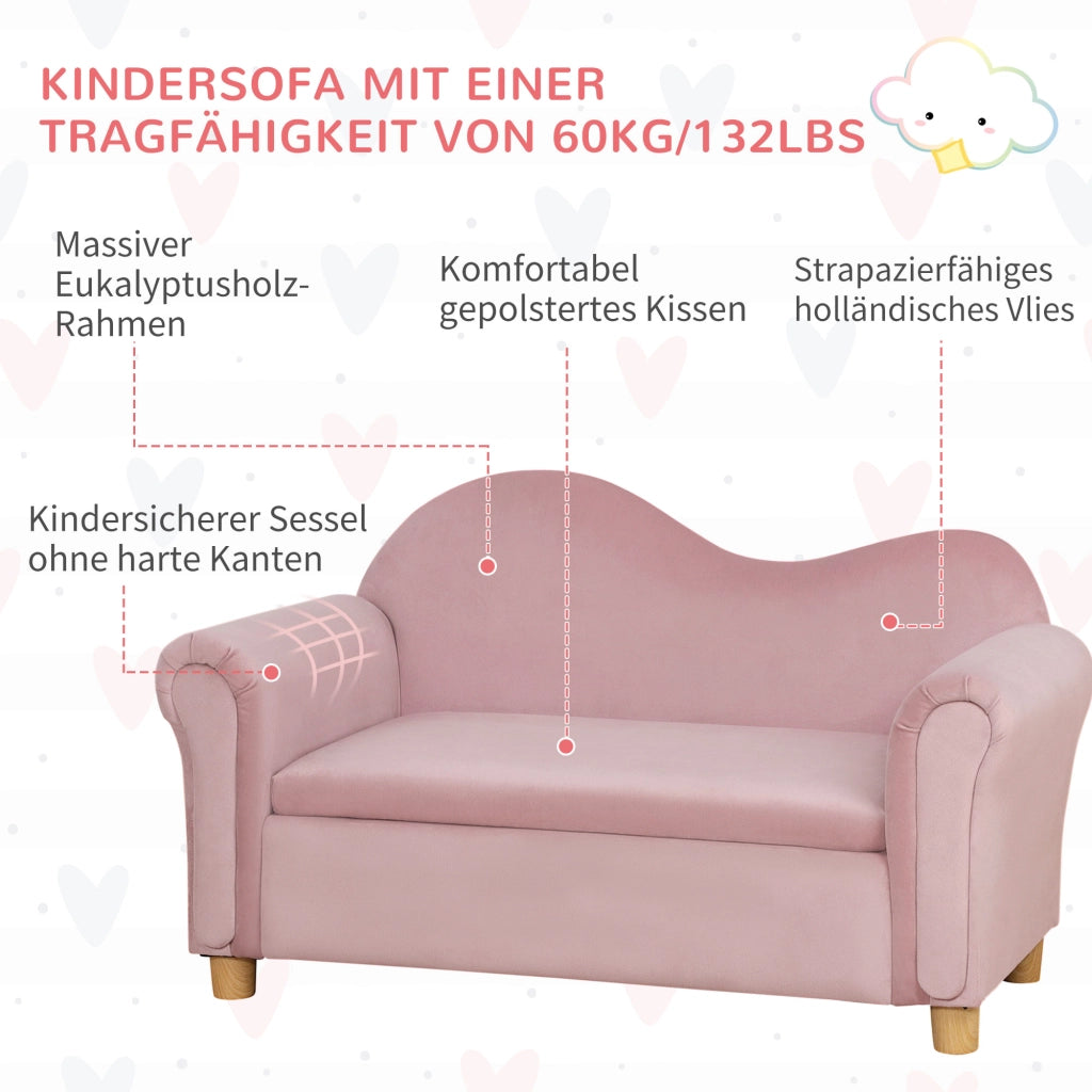 Divanetto bambini con cassetti ¨C Zephmum ¨C 84x41,5x48,5 cm rosa