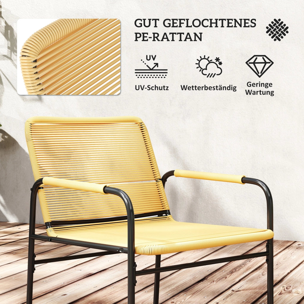 Set Bistro Rattan 3 Pezzi ¨C zephmum ¨C Giallo 54x66x76 cm
