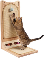Scalone per gatti in legno massiccio, 58 cm alto, krabplank L a forma per gatti, krabplank per gatti duraturo con pallina, mobile per gatti per muri e angoli