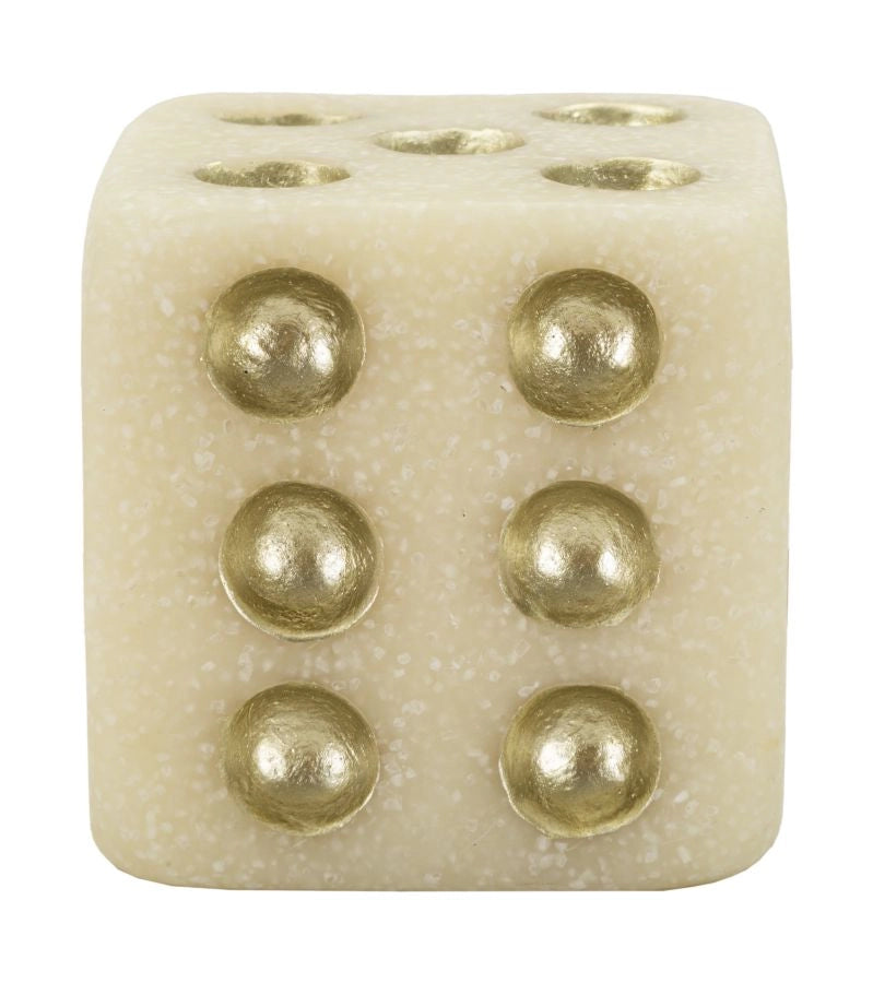 Decorazione Dado Quarzy 8x8x8 cm in Resina Bianco e Oro