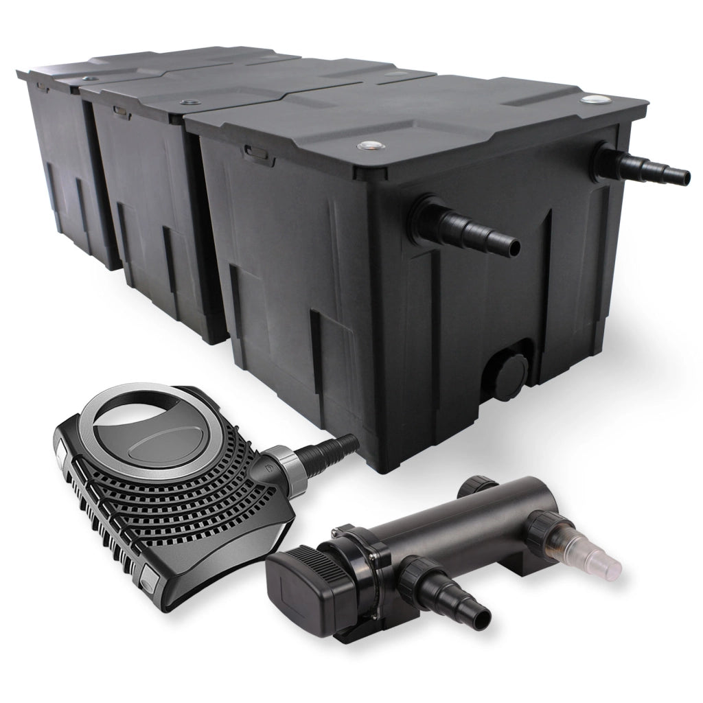 Set Filtro a 3 camere laghetto 90000l con Chiarificatore UVC 18W 3ª serie Pompa NEO7000 50W