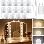 Set di illuminazione di specchio con luce LED con regolazione di intensità - cavo USB regolabile - illuminazione per tavolo di trucco - adesivo self-locking