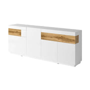 Buffet 3 porte 2 cassetti KILES – Bianco e quercia – Design moderno spazioso