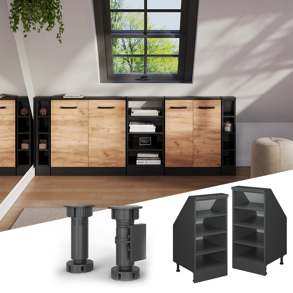 Mobile cucina sottotetto R-Line Antracite 40 cm con 4 scomparti Vicco
