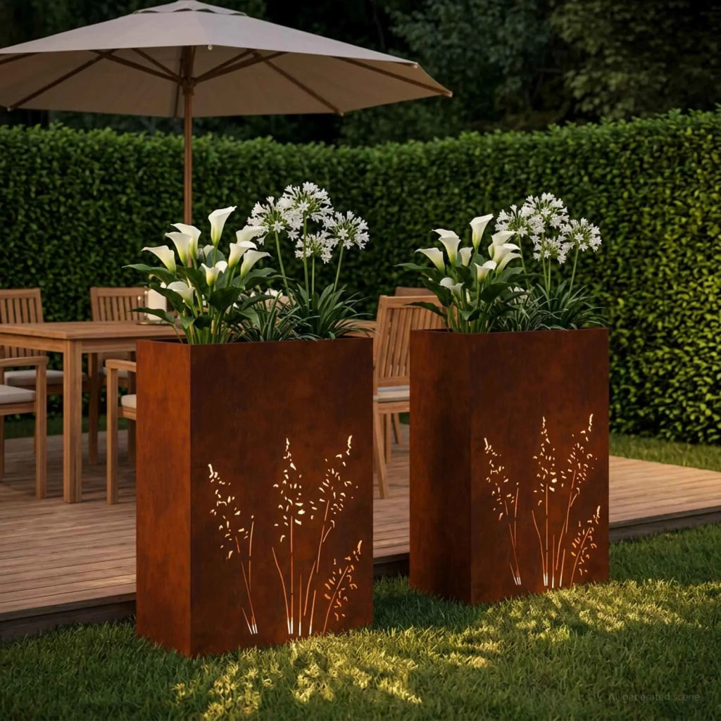 Vaso da giardino 2 pz Ruggine 50 x 30 x 75 cm Acciaio Corten 8005791