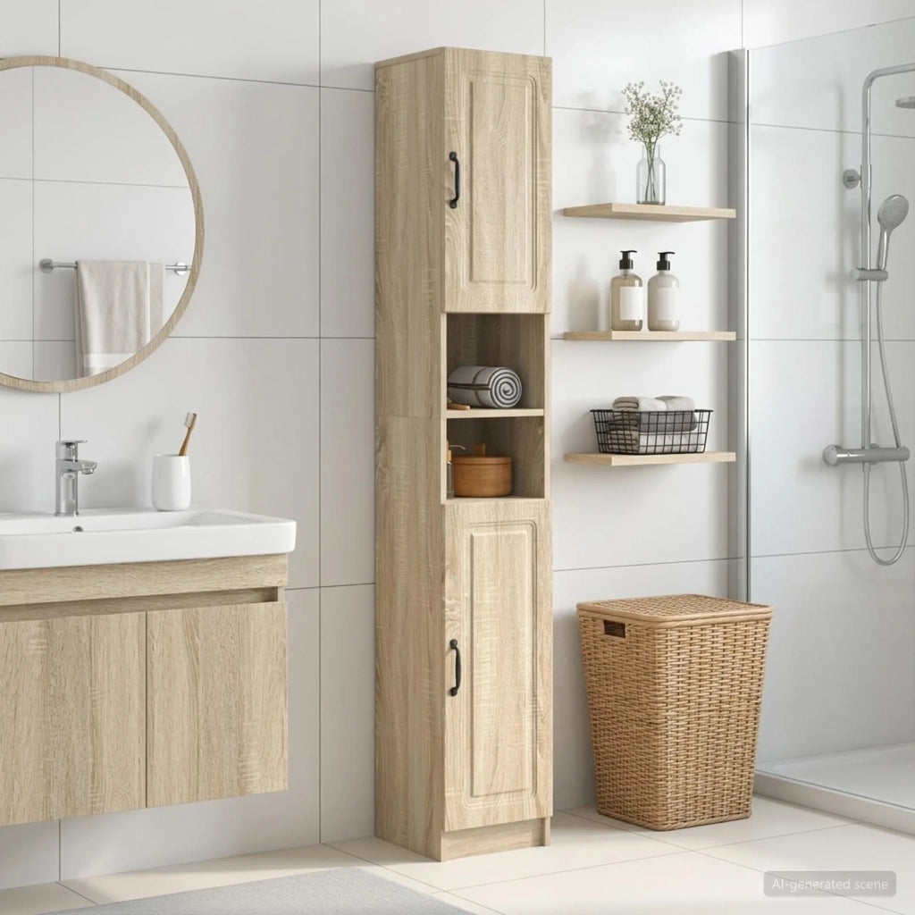 Armadio da Bagno con Ripiano Aperto UTRECHT Rovere Sonoma 897697