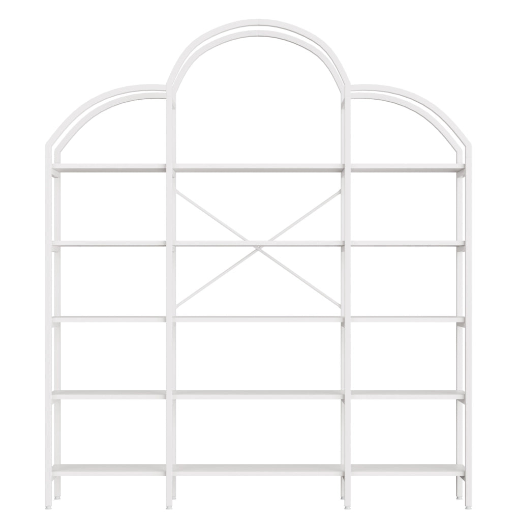 Scaffale a 5 ripiani in MDF e metallo bianco 170x26x190 cm