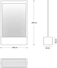 Cascata a Finestra Verticale 180x200x36 cm con Faretti in Acciaio Bianca