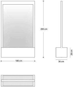 Cascata a Finestra Verticale 180x200x36 cm con Faretti in Acciaio Bianca