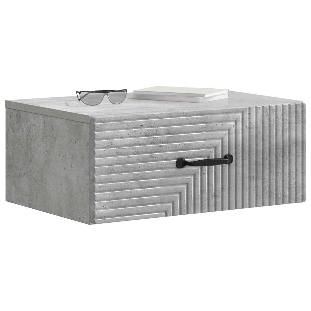 Mobiletto da notte a muro con cassetto 2 pcs Grigio Cemento 898622