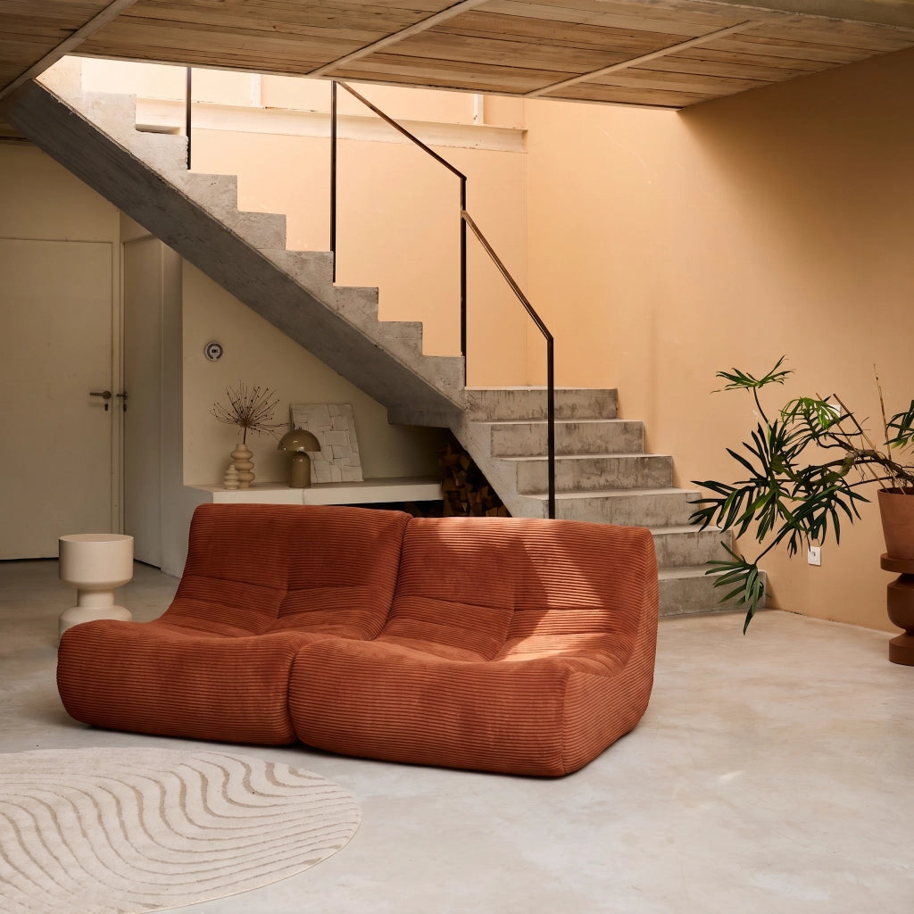 Divano modulare velluto, 2 posti, terracotta