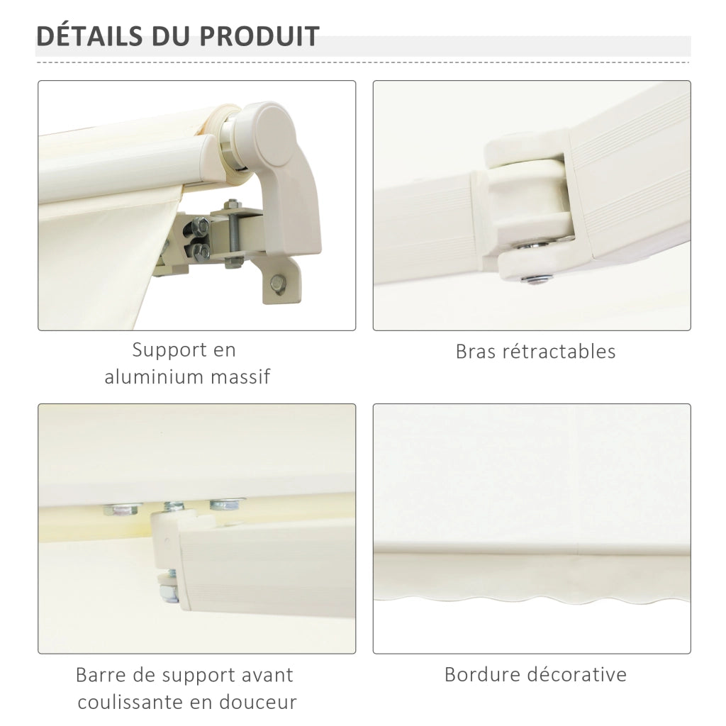 Tenda da esterno retrattile 295x245 cm ¨C zephmum ¨C crema, alluminio e poliestere
