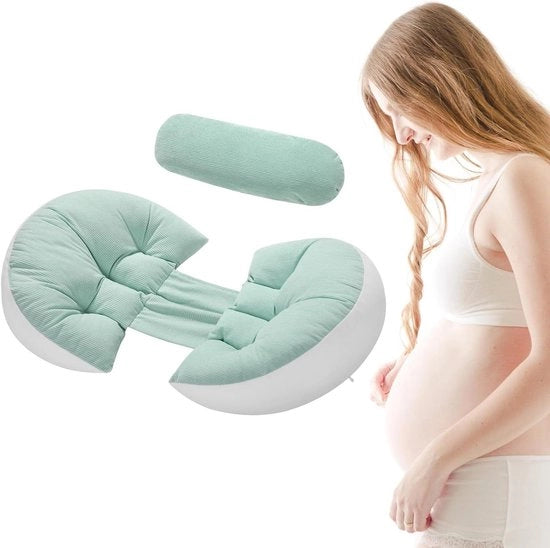 Cuscino per la gravidanza per sonnatori di lato, supporto per la schiena e la pancia, cuscino regolabile per letto (verde)