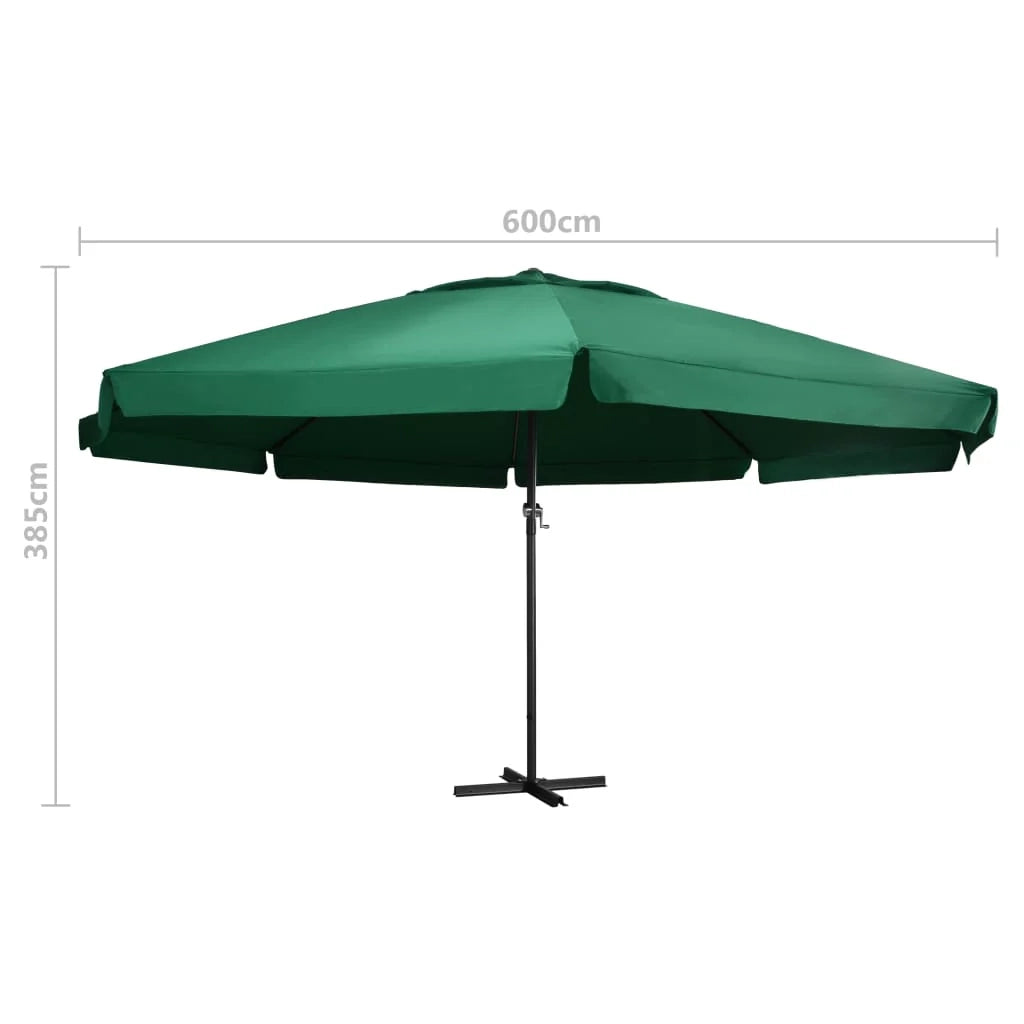 Ombrellone da esterno con palo in alluminio 600 cm verde 02_0008242